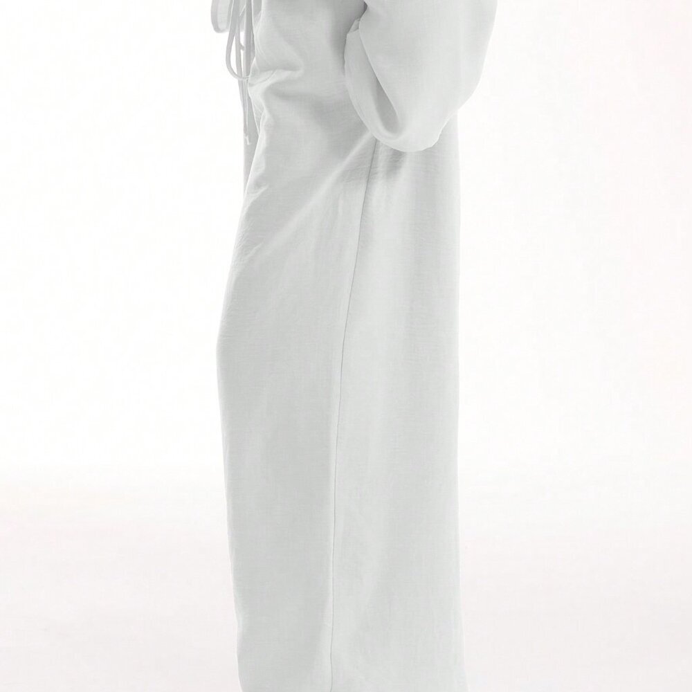White Boho Elegant Women's Beach Trousers - Picture 4 of 5
